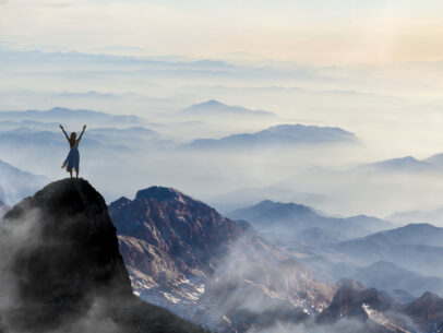 Hiker in awe of the Earth